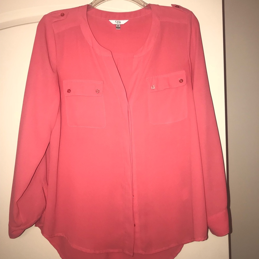 Peach button up